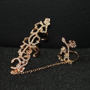 Ins style gold chain adjustable ring